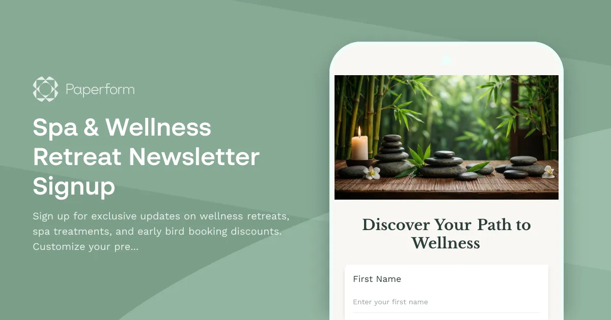 Spa & Wellness Retreat Newsletter Signup
