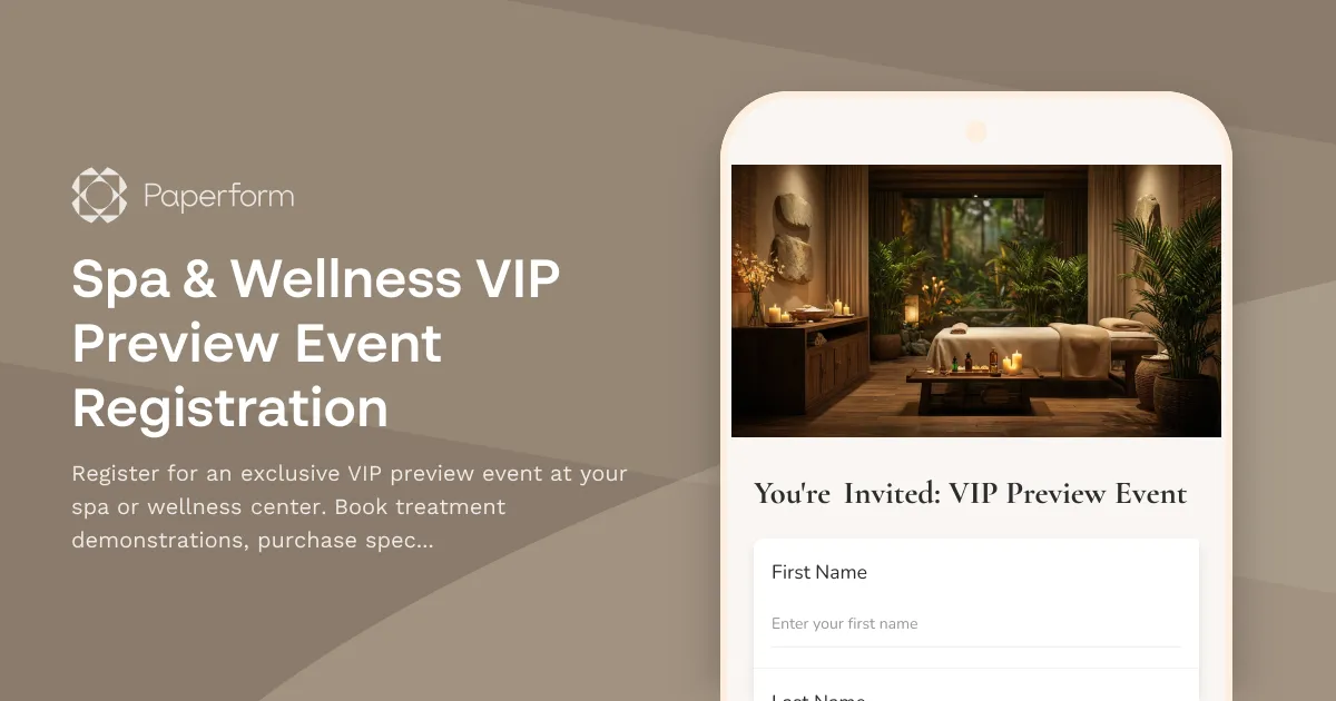 Spa & Wellness VIP Preview Event Registration
