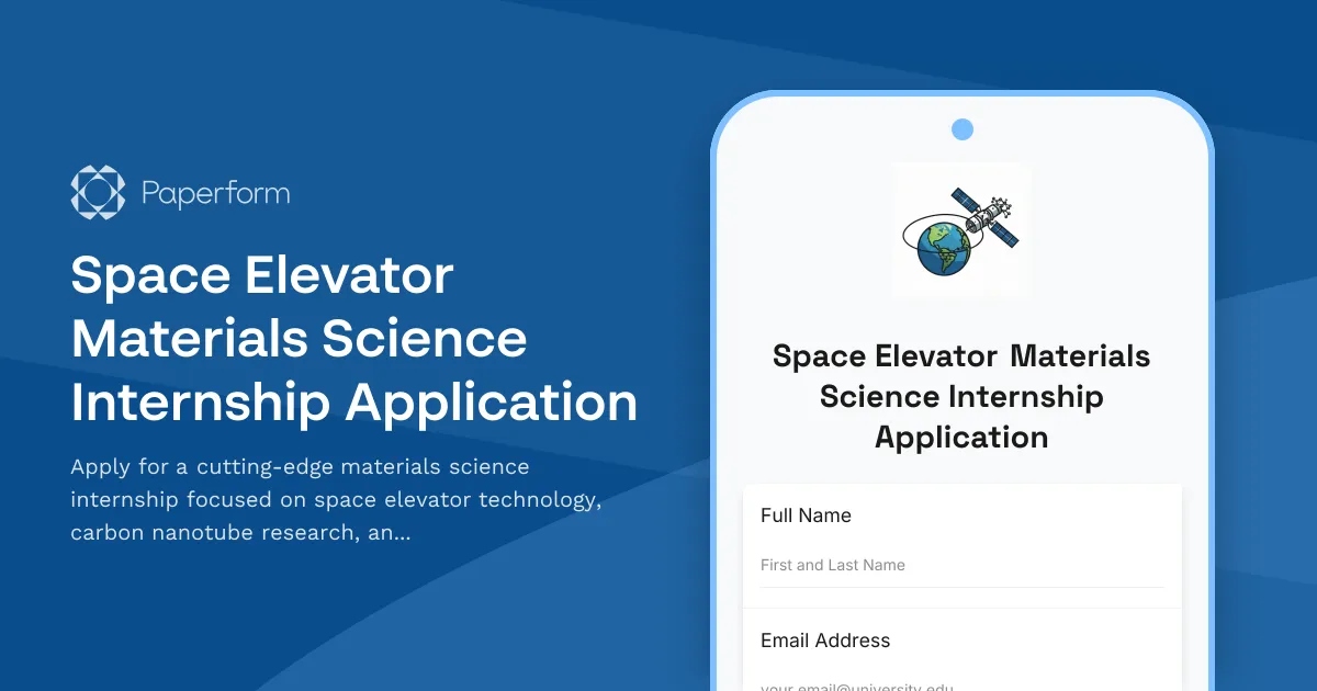 Space Elevator Materials Science Internship Application