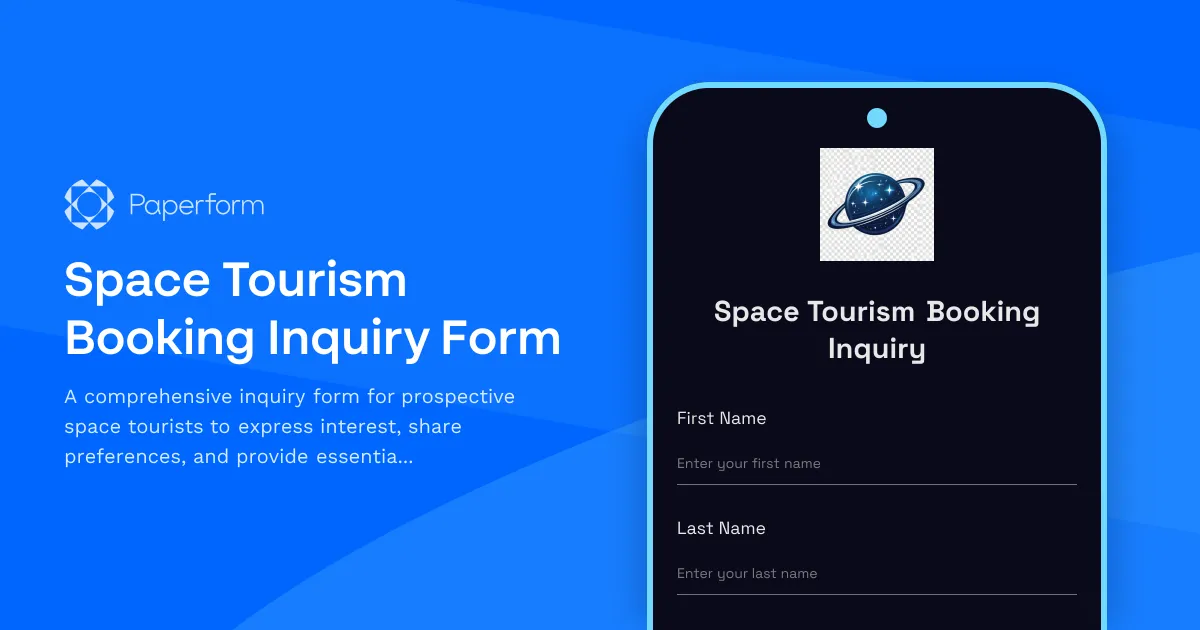 Space Tourism Booking Inquiry Form
