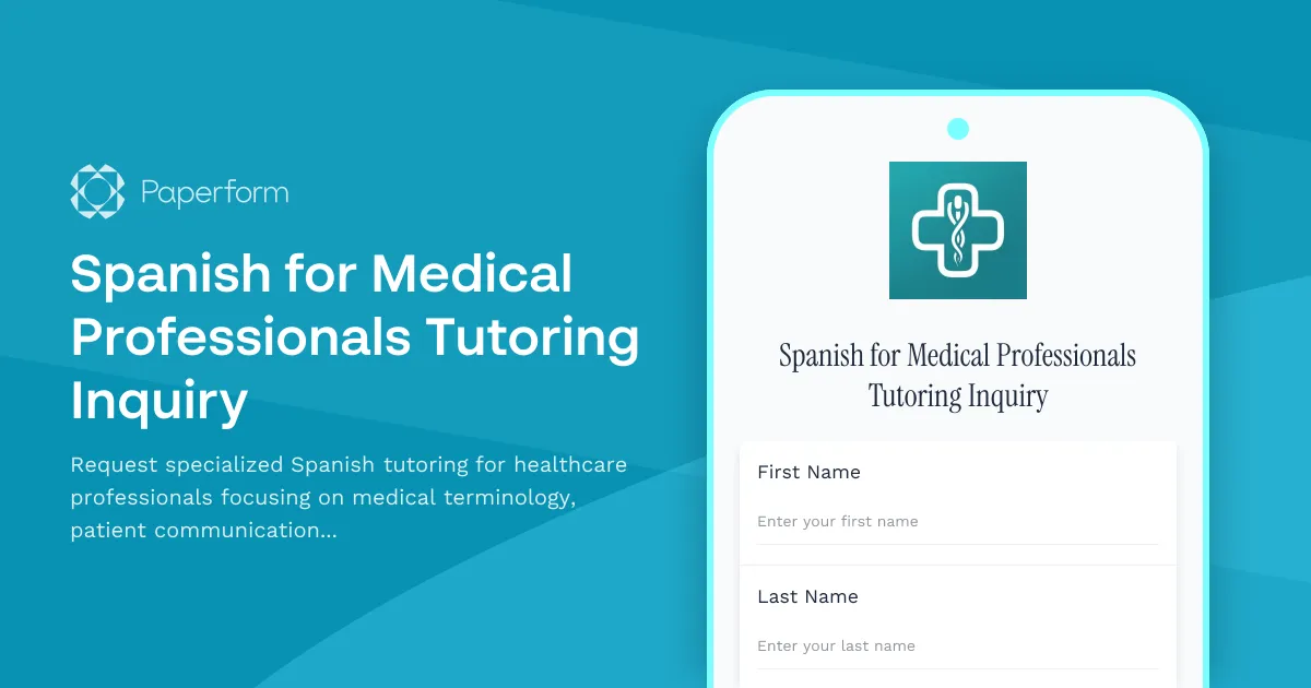 Spanish for Medical Professionals Tutoring Inquiry