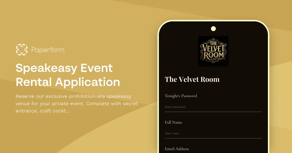 Speakeasy Event Rental Application