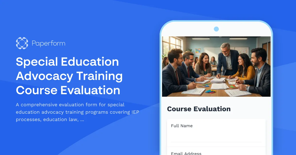 Special Education Advocacy Training Course Evaluation