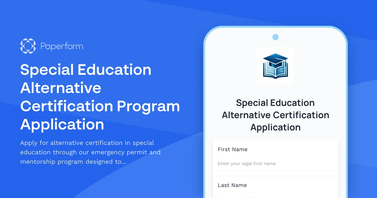 Special Education Alternative Certification Program Application