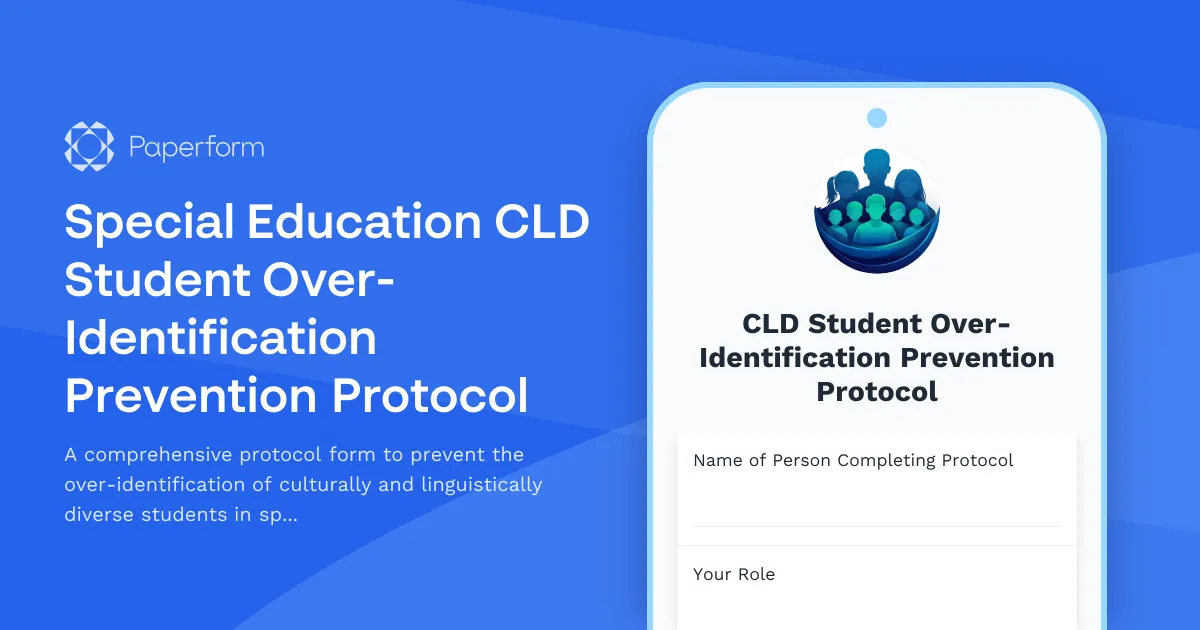 Special Education CLD Student Over-Identification Prevention Protocol