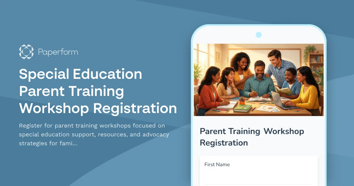 Special Education Parent Training Workshop Registration
