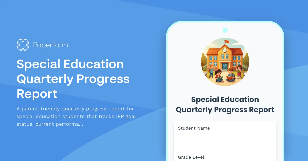 Special Education Quarterly Progress Report