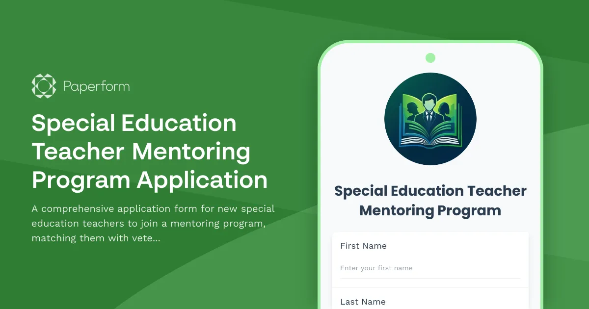 Special Education Teacher Mentoring Program Application
