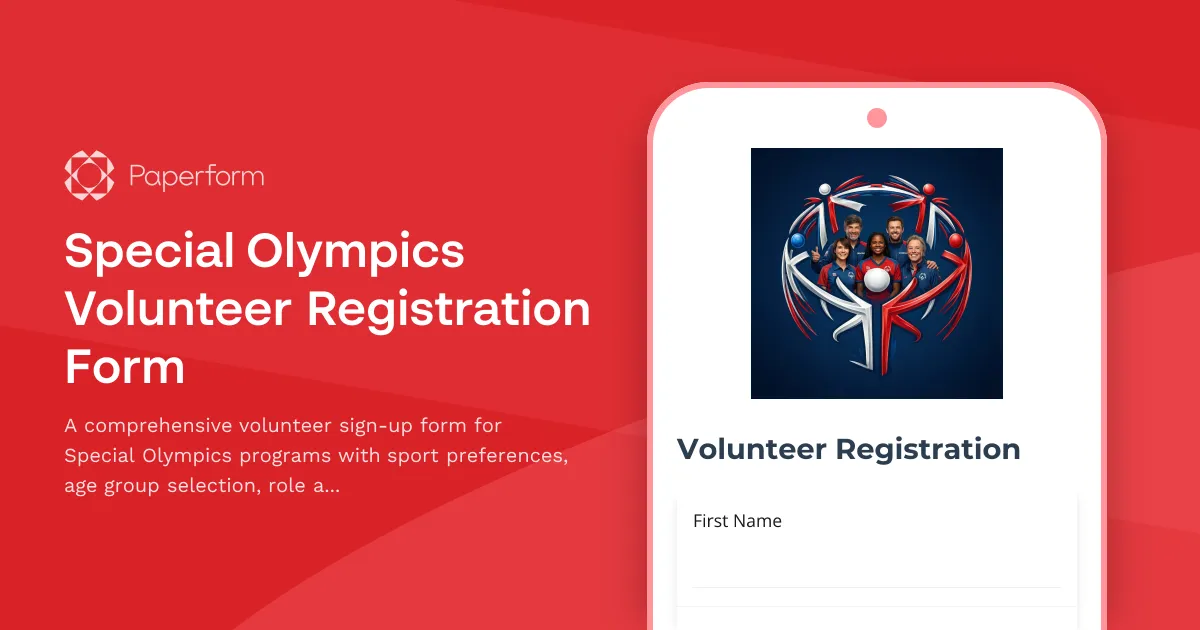 Special Olympics Volunteer Registration Form