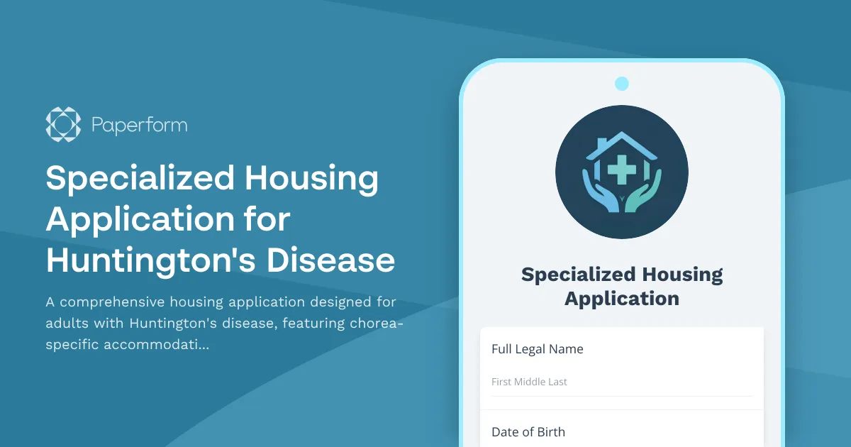 Specialized Housing Application for Huntington's Disease