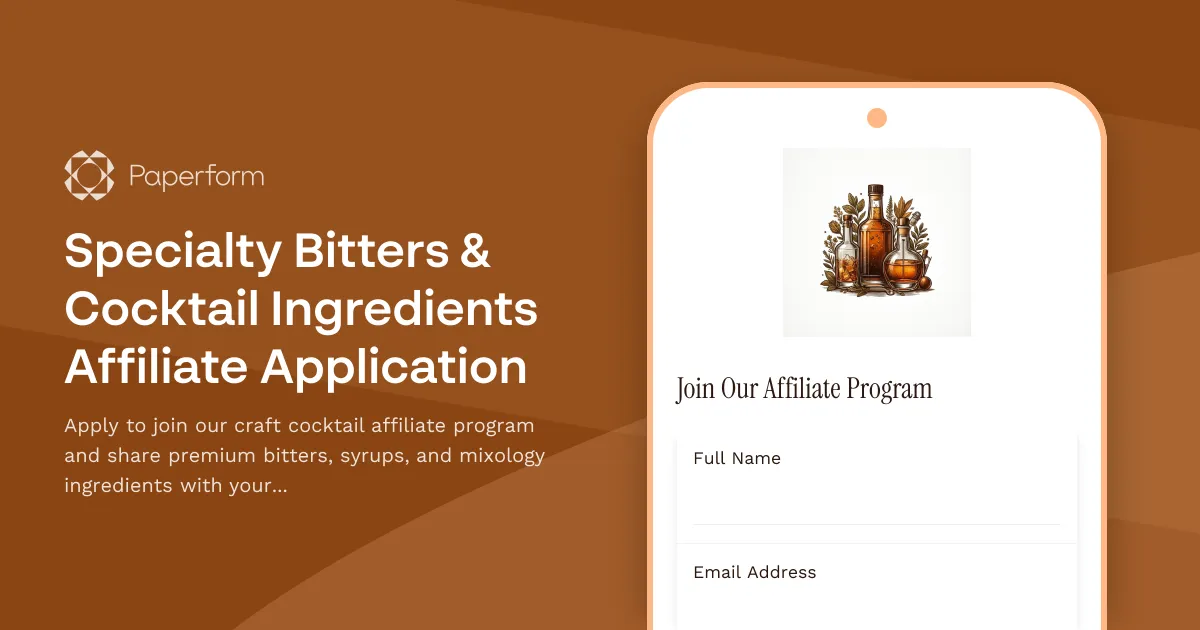 Specialty Bitters & Cocktail Ingredients Affiliate Application