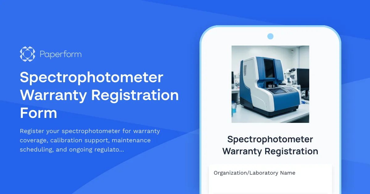 Spectrophotometer Warranty Registration Form