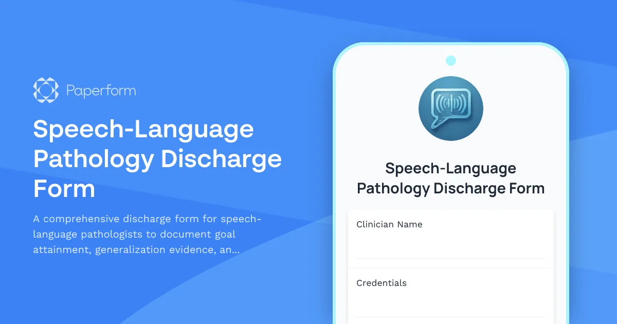 Speech-Language Pathology Discharge Form