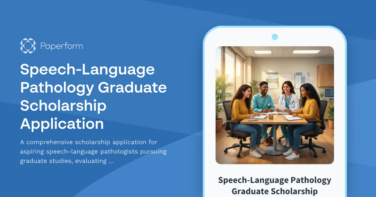 Speech-Language Pathology Graduate Scholarship Application