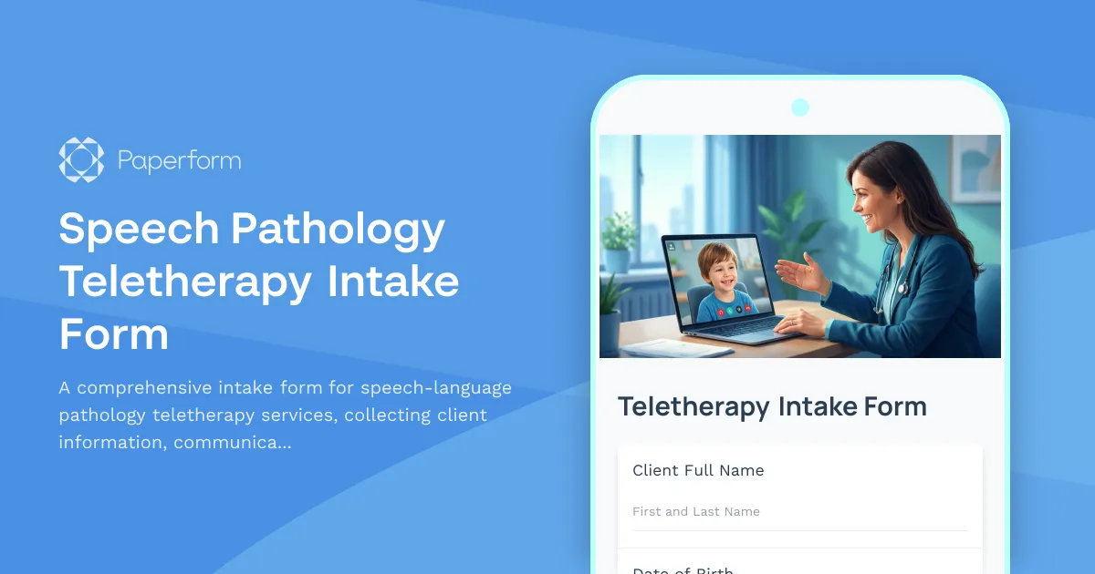 Speech Pathology Teletherapy Intake Form