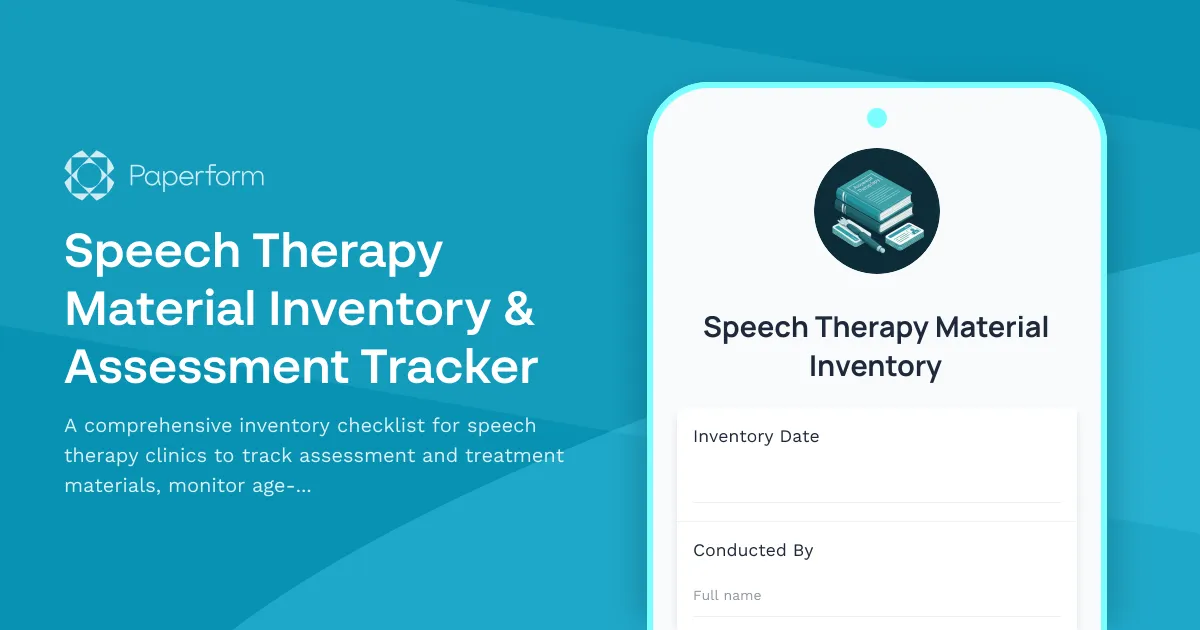 Speech Therapy Material Inventory & Assessment Tracker