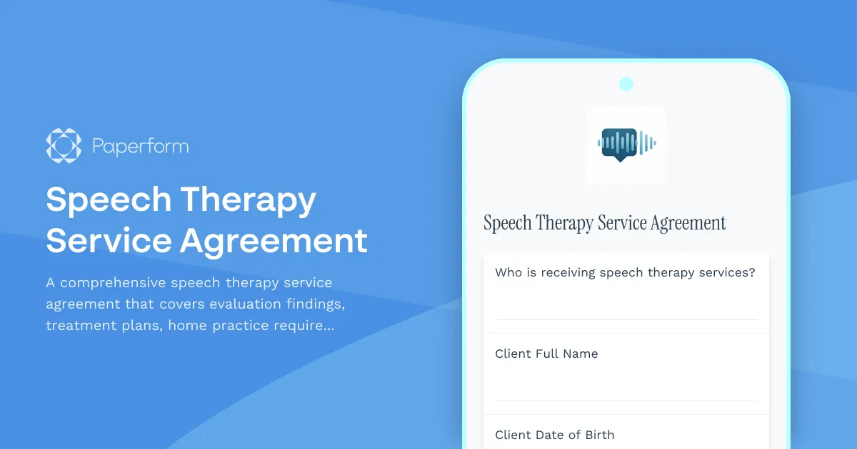 Speech Therapy Service Agreement