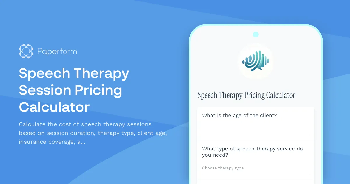 Speech Therapy Session Pricing Calculator