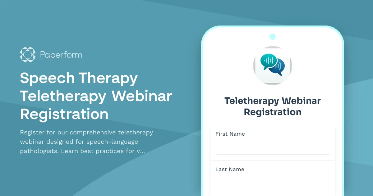 Speech Therapy Teletherapy Webinar Registration