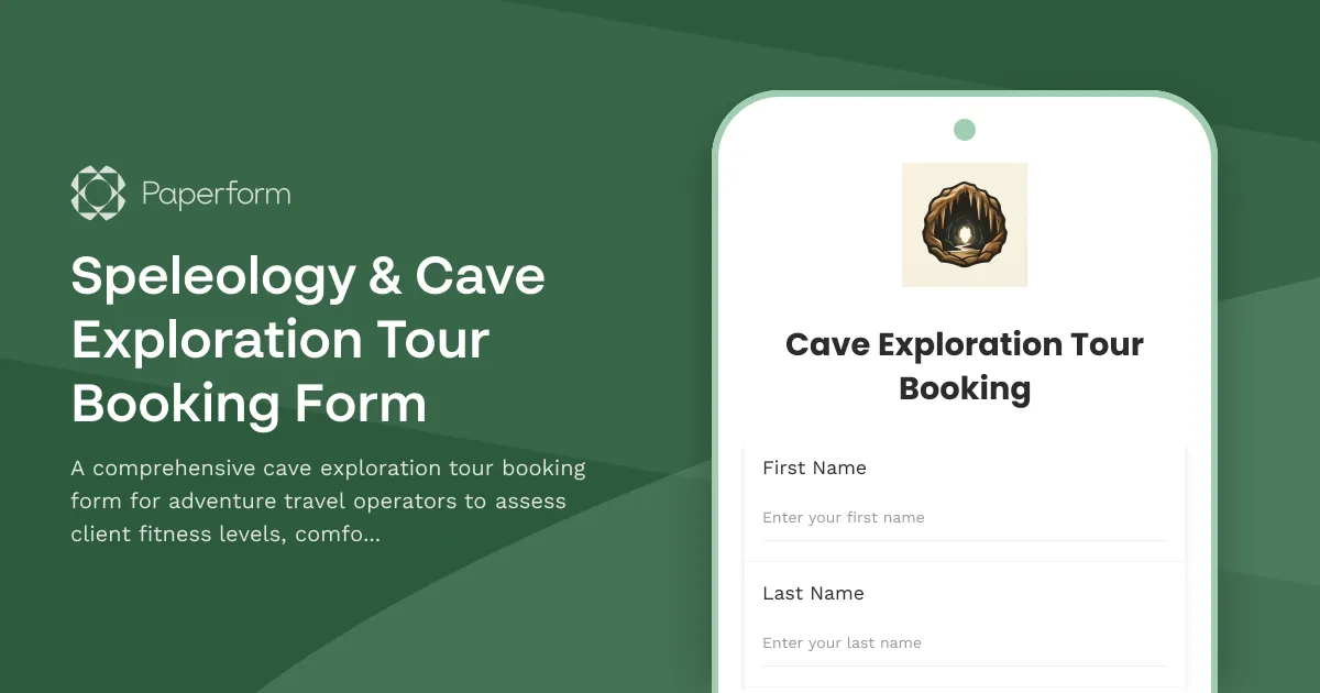 Speleology & Cave Exploration Tour Booking Form