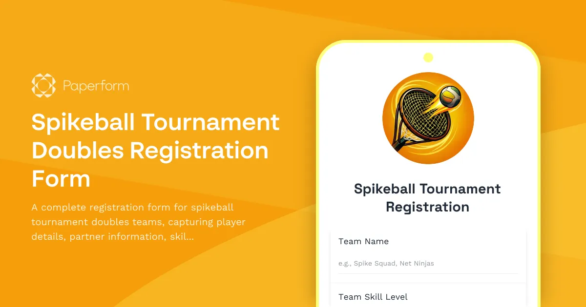 Spikeball Tournament Doubles Registration Form