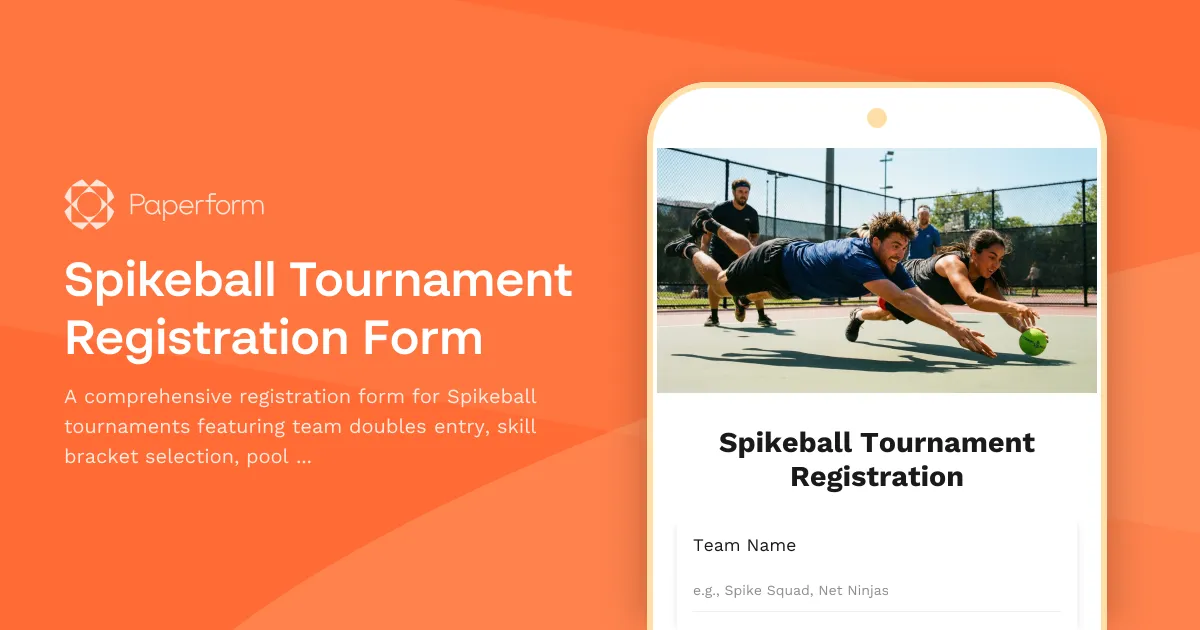Spikeball Tournament Registration Form