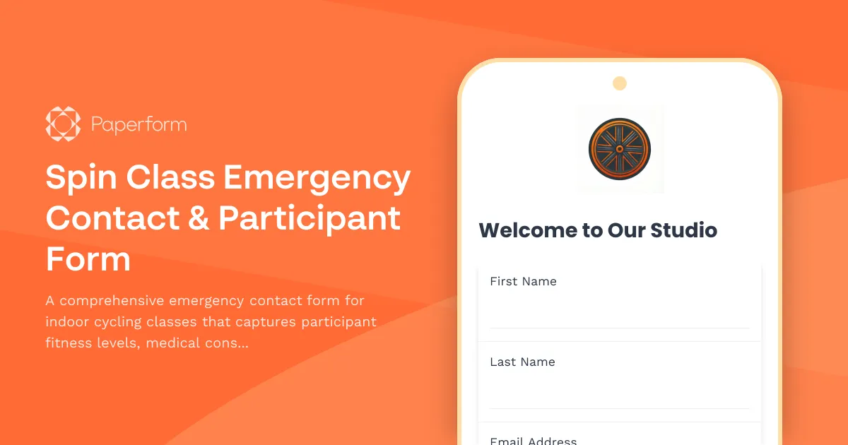 Spin Class Emergency Contact & Participant Form