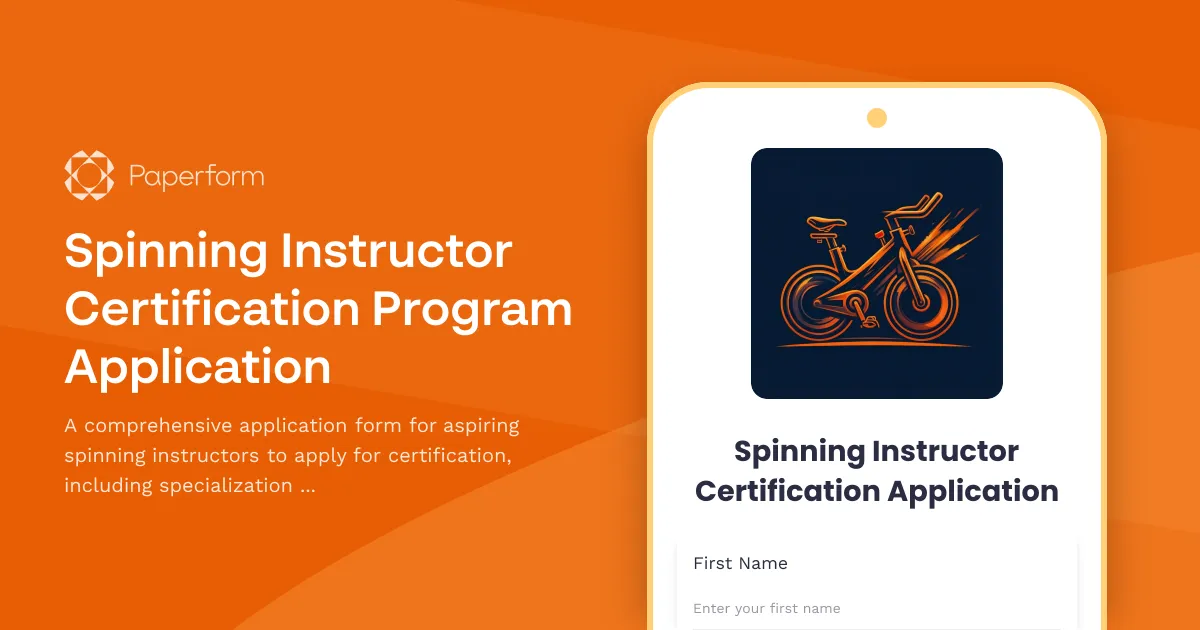 Spinning Instructor Certification Program Application