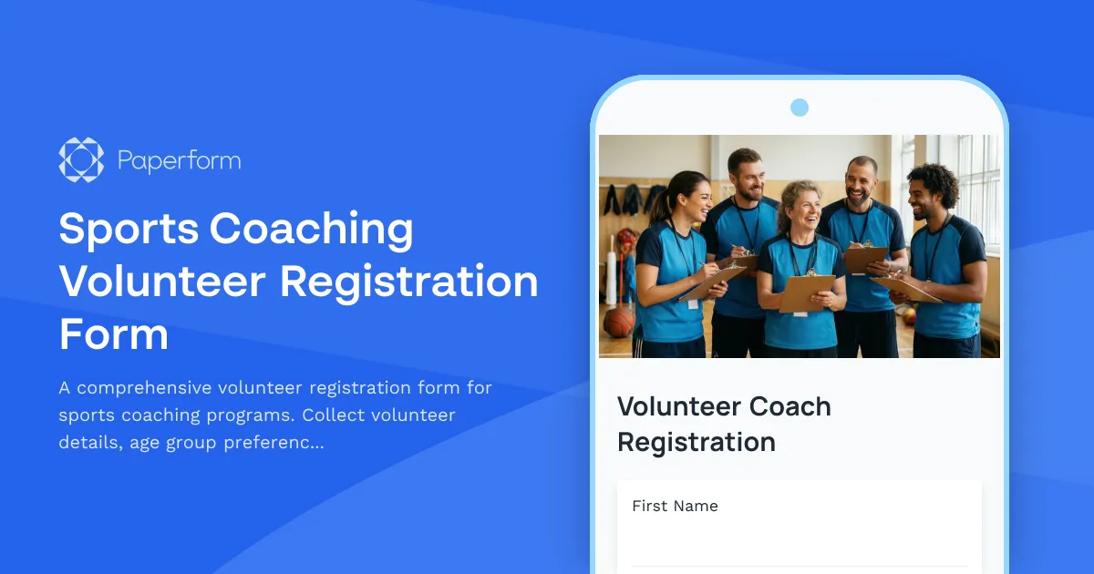 Sports Coaching Volunteer Registration Form