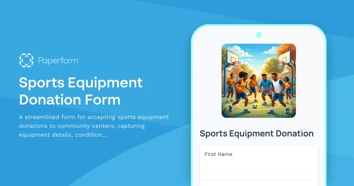 Sports Equipment Donation Form