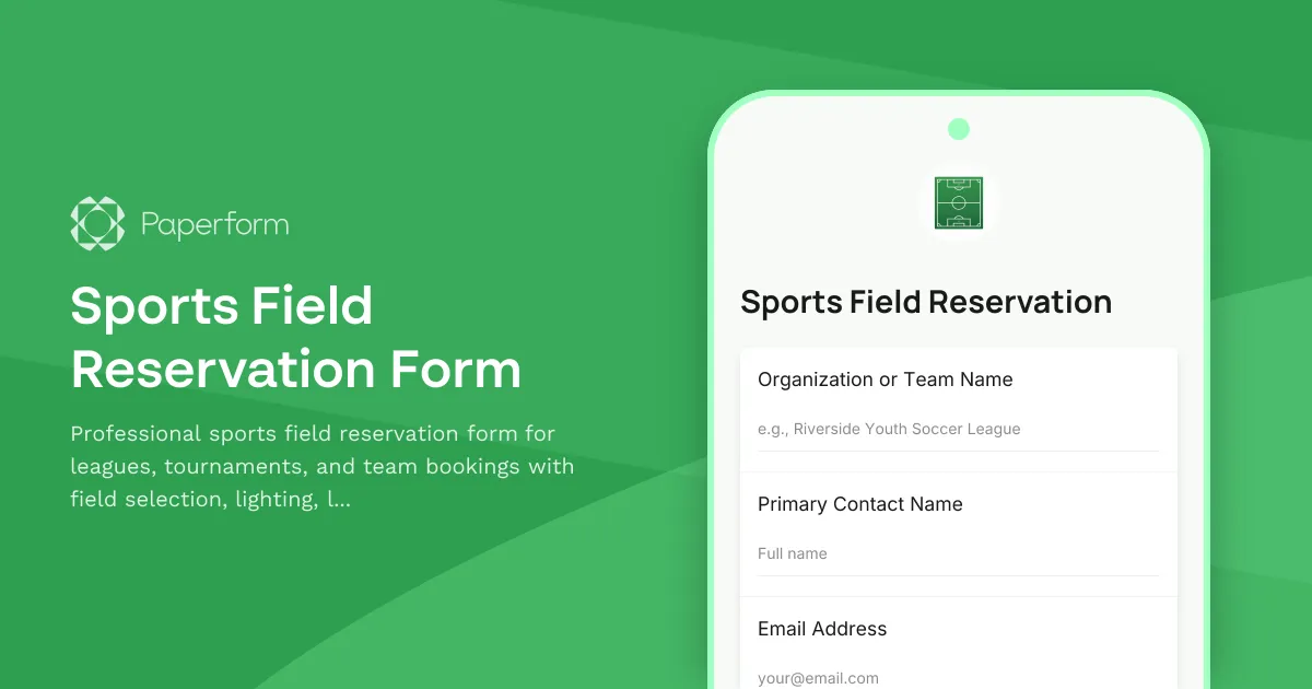 Sports Field Reservation Form
