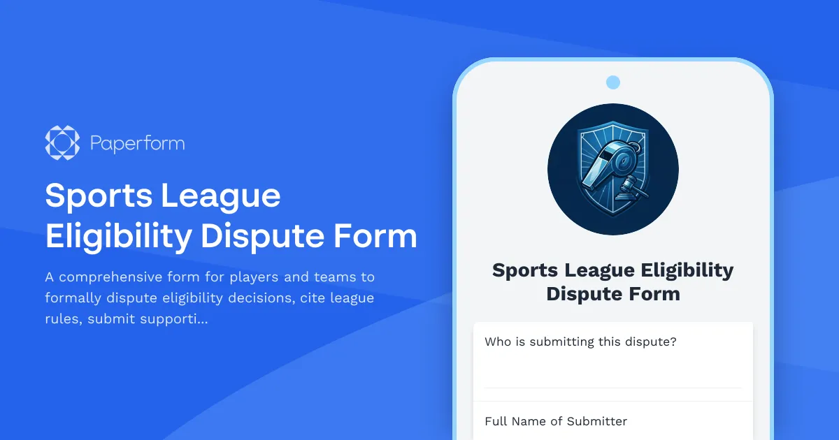 Sports League Eligibility Dispute Form