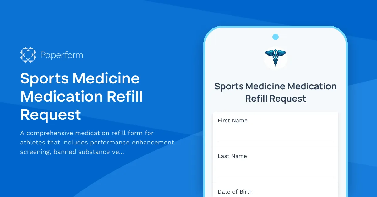 Sports Medicine Medication Refill Request