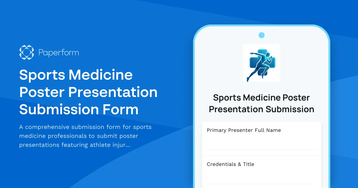 Sports Medicine Poster Presentation Submission Form