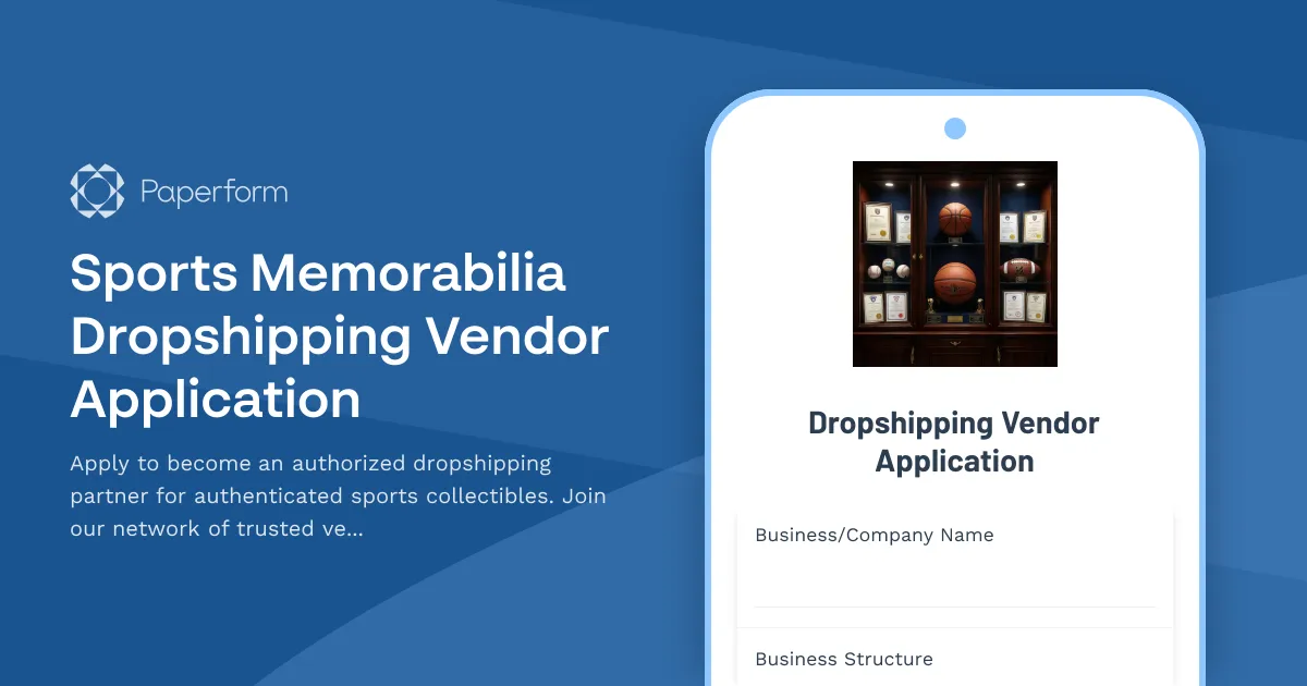 Sports Memorabilia Dropshipping Vendor Application