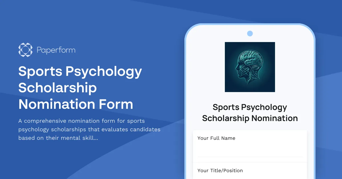 Sports Psychology Scholarship Nomination Form
