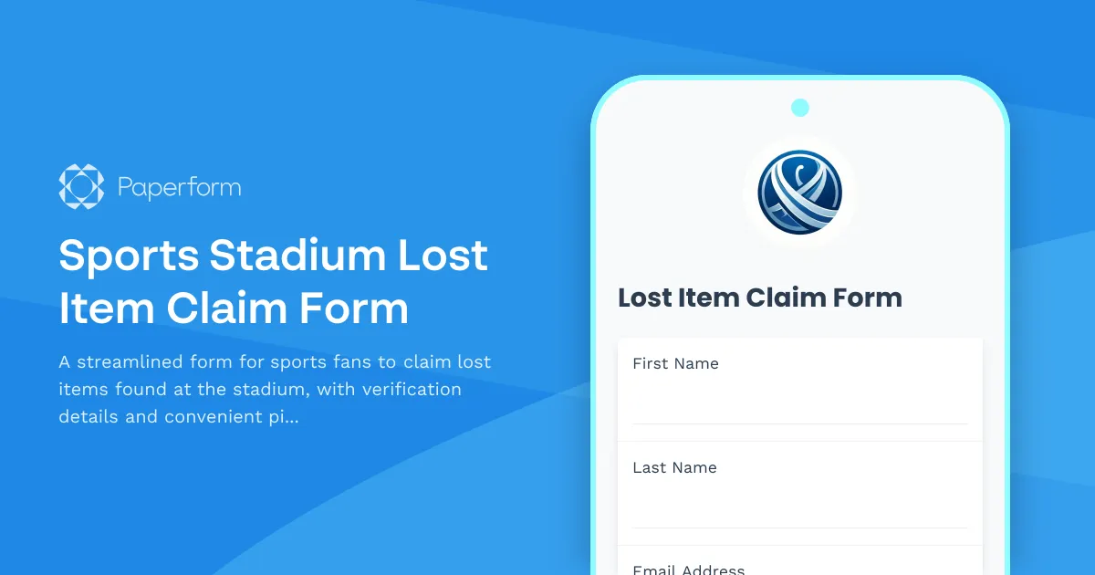 Sports Stadium Lost Item Claim Form