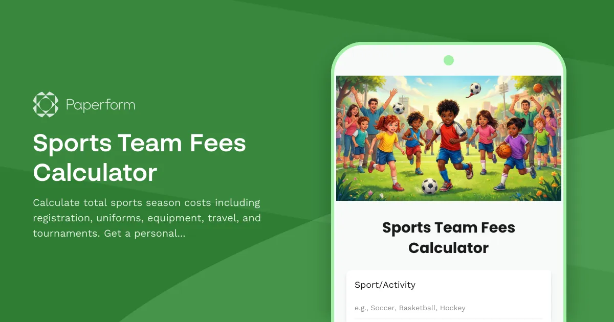 Sports Team Fees Calculator
