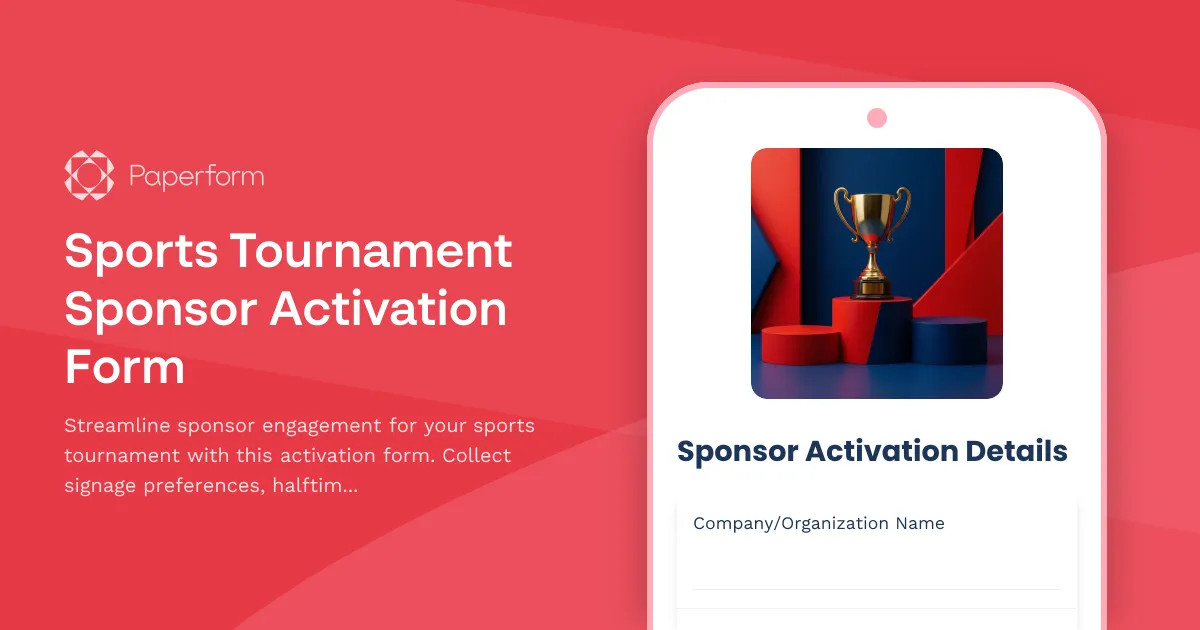 Sports Tournament Sponsor Activation Form