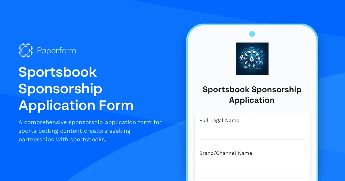 Sportsbook Sponsorship Application Form