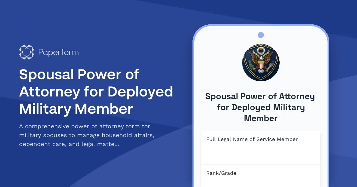 Spousal Power of Attorney for Deployed Military Member