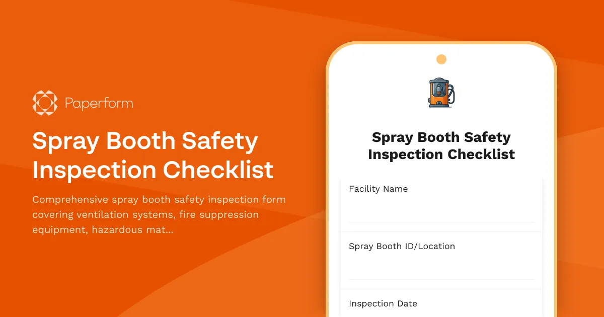 Spray Booth Safety Inspection Checklist
