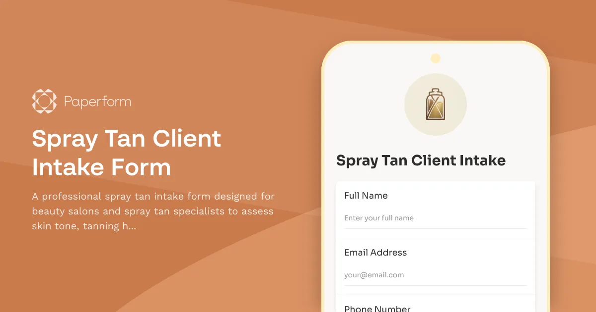 Spray Tan Client Intake Form