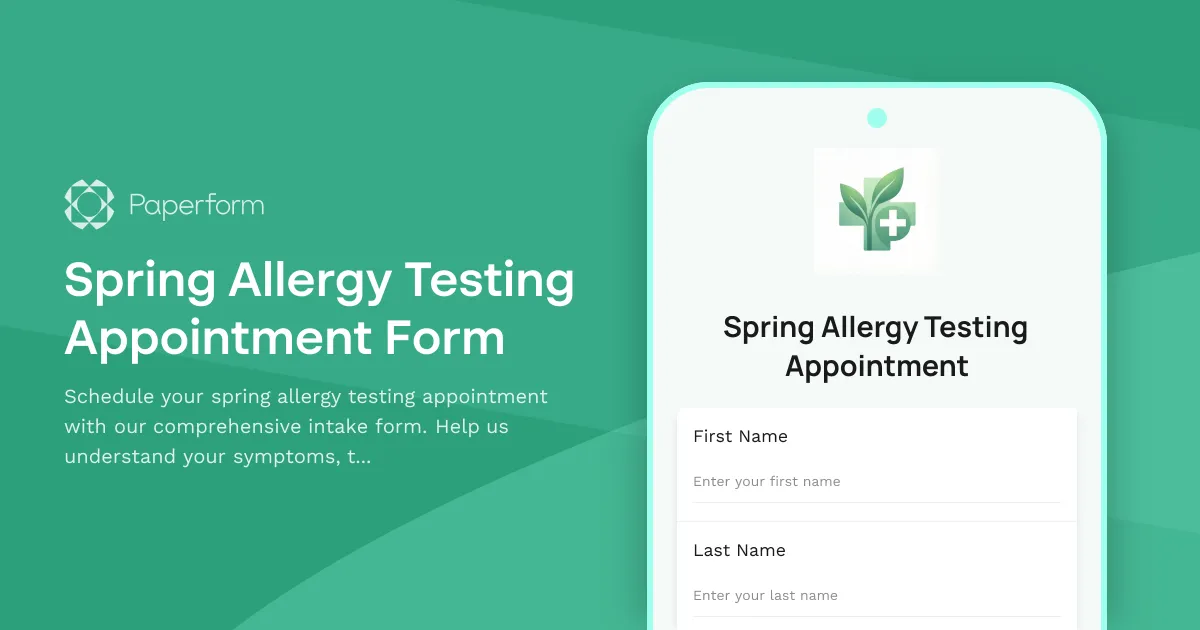Spring Allergy Testing Appointment Form