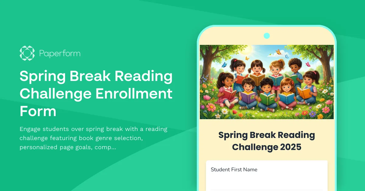 Spring Break Reading Challenge Enrollment Form