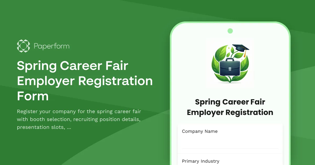Spring Career Fair Employer Registration Form