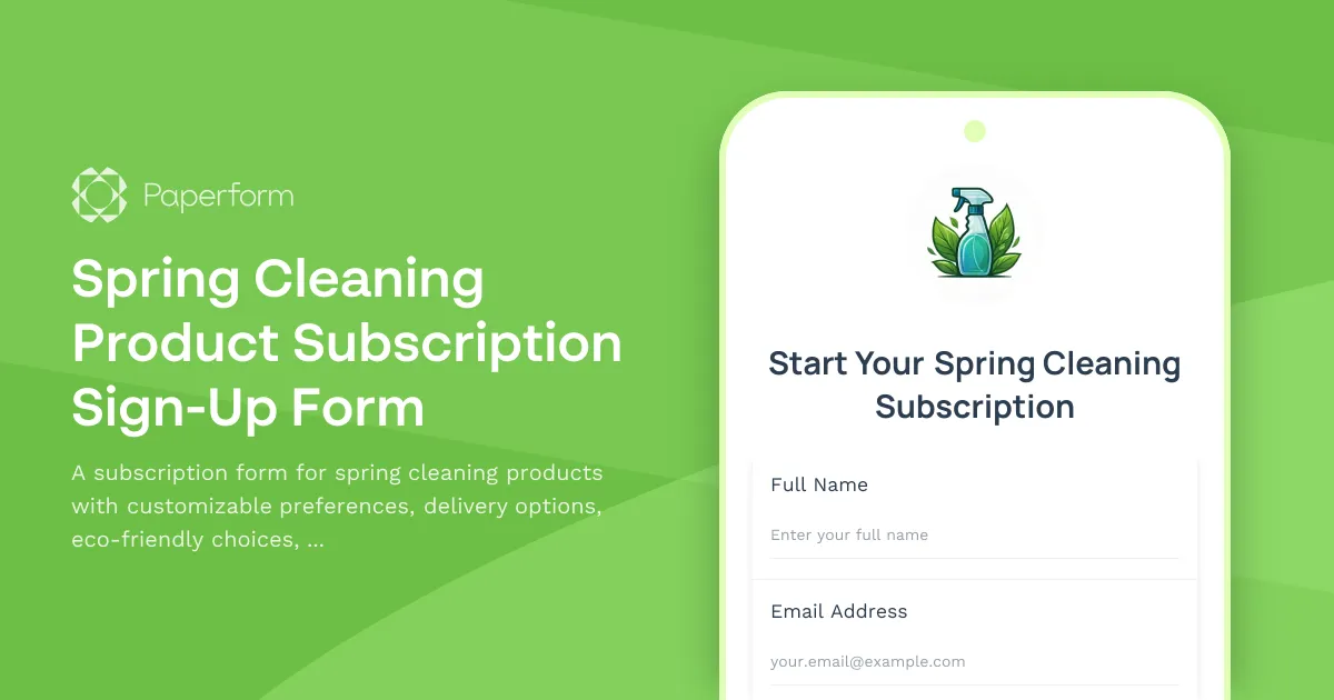 Spring Cleaning Product Subscription Sign-Up Form