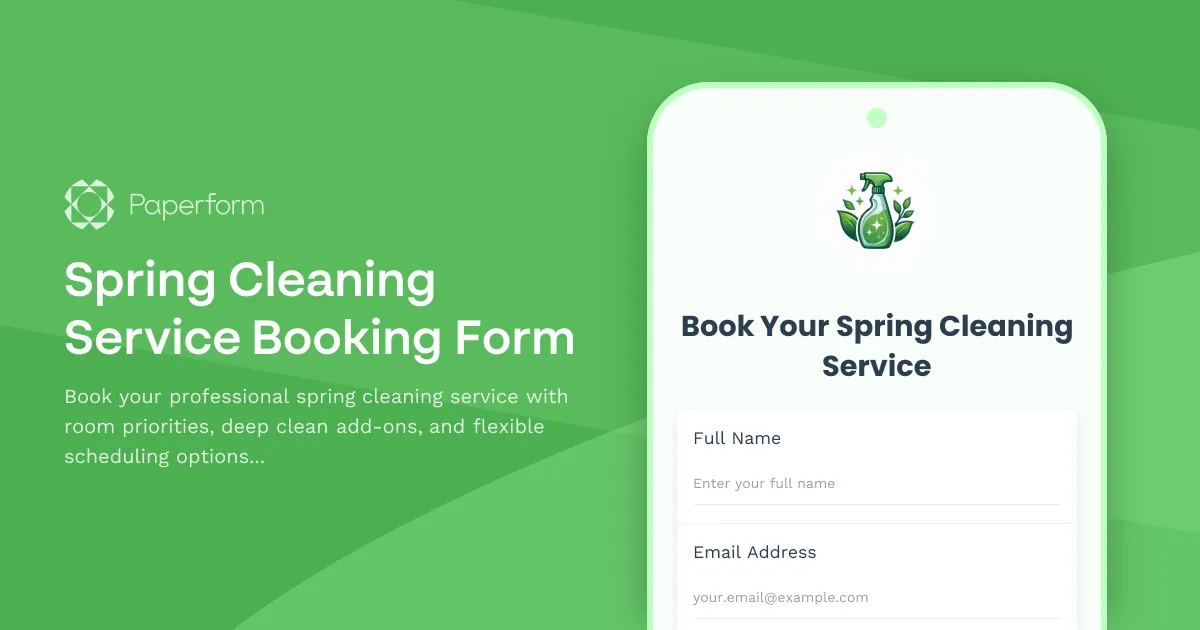 Spring Cleaning Service Booking Form