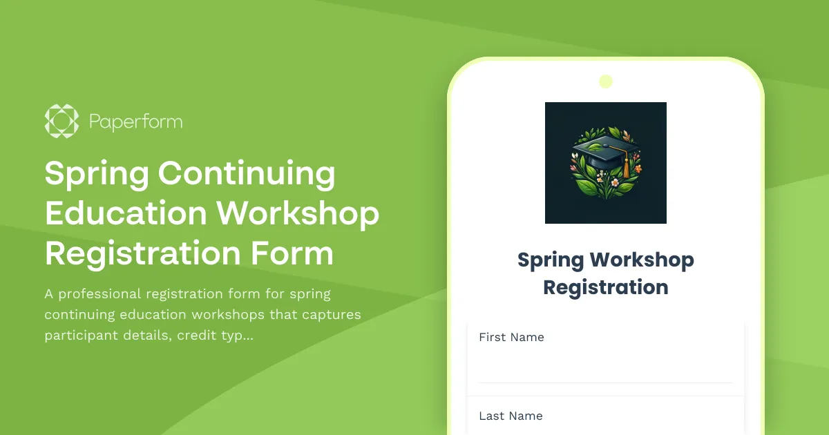 Spring Continuing Education Workshop Registration Form