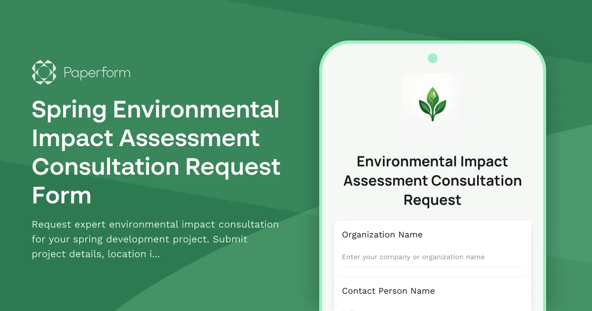 Spring Environmental Impact Assessment Consultation Request Form